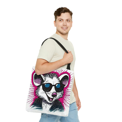 Retro Happy Opossum Graphic Tote Bag (AOP)