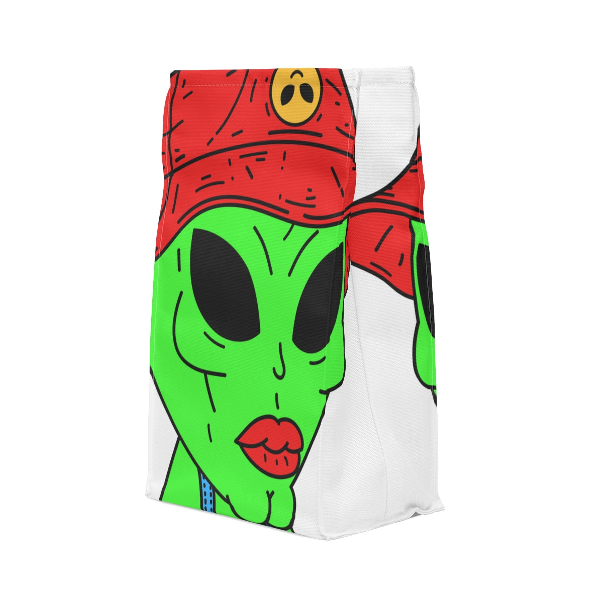 Old Green Alien Strong Chin Red Visi Hat Farmer Trouser Visitor Polyester Lunch Bag