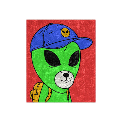 White Dog Bear Mouth Alien Green Visitor Yellow Backpack Blue Visi Hat Crushed Velvet Blanket - Visitor751