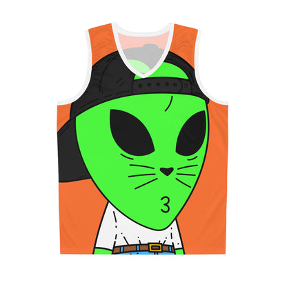 Cat Whiskers Visitor Green Alien Basketball Jersey (AOP)