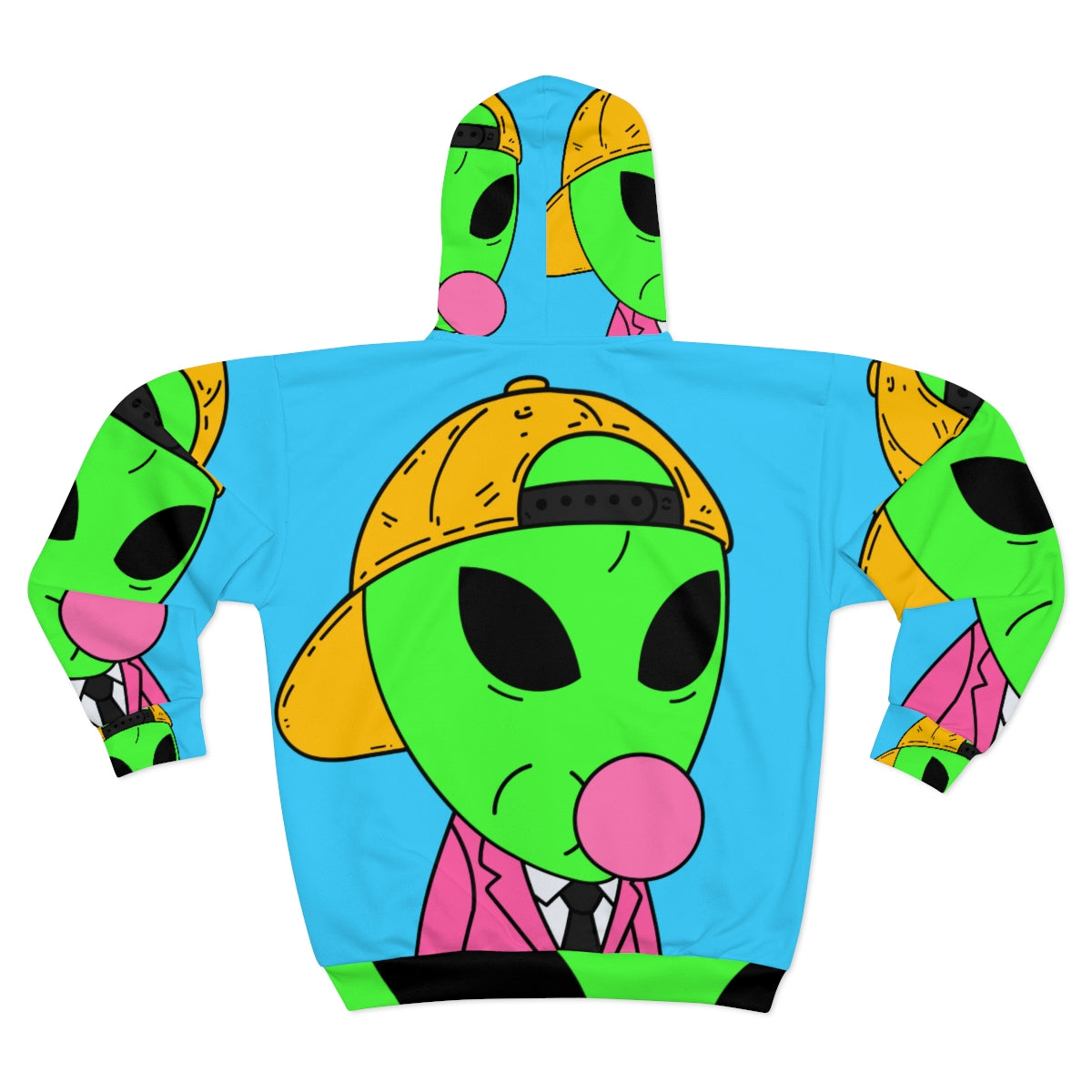 Bubble Gum Chew Pink Suit Alien AOP Unisex Zip Hoodie