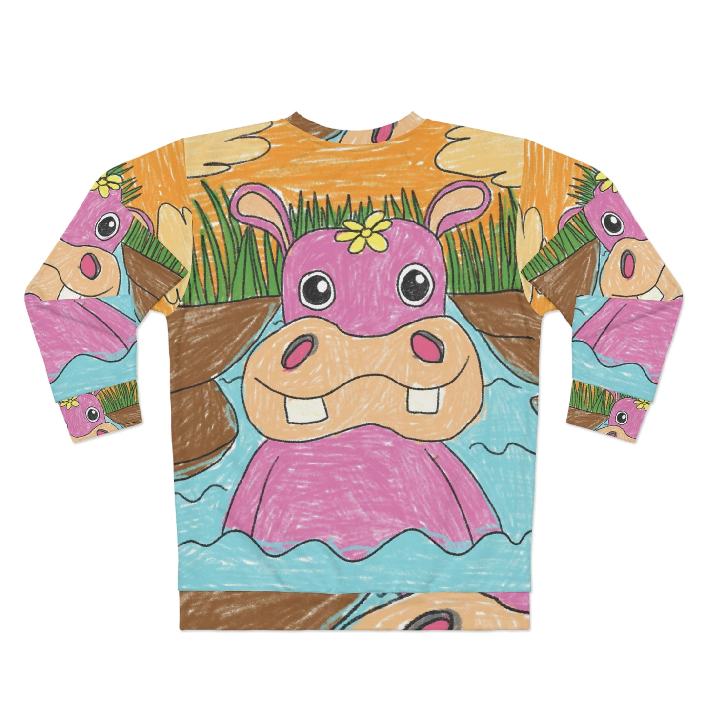 Hippo Hippopotamus Animal Creature Graphic AOP Unisex Sweatshirt