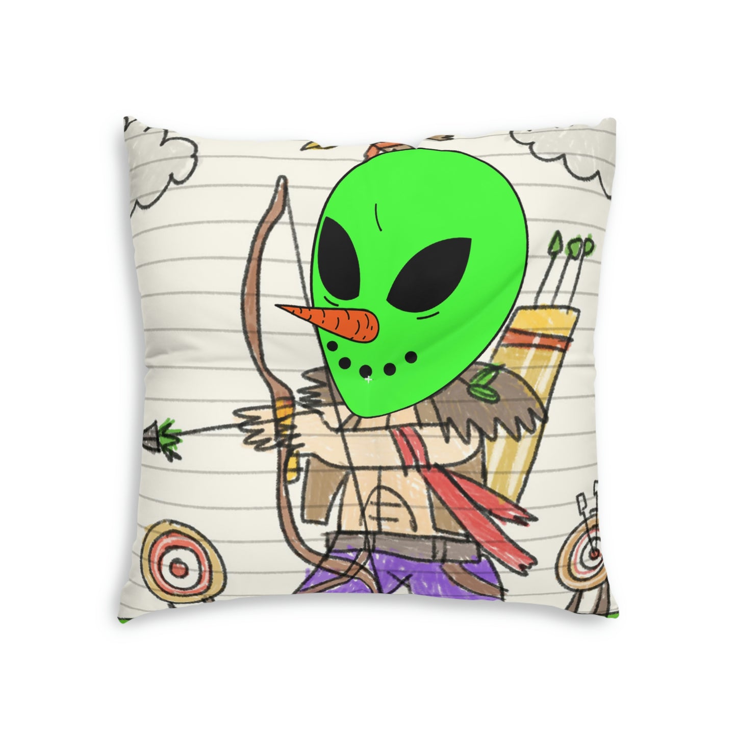 Marksman Archer Veggie Visi Vegetable Visitor Alien Arrow Tufted Floor Pillow, Square