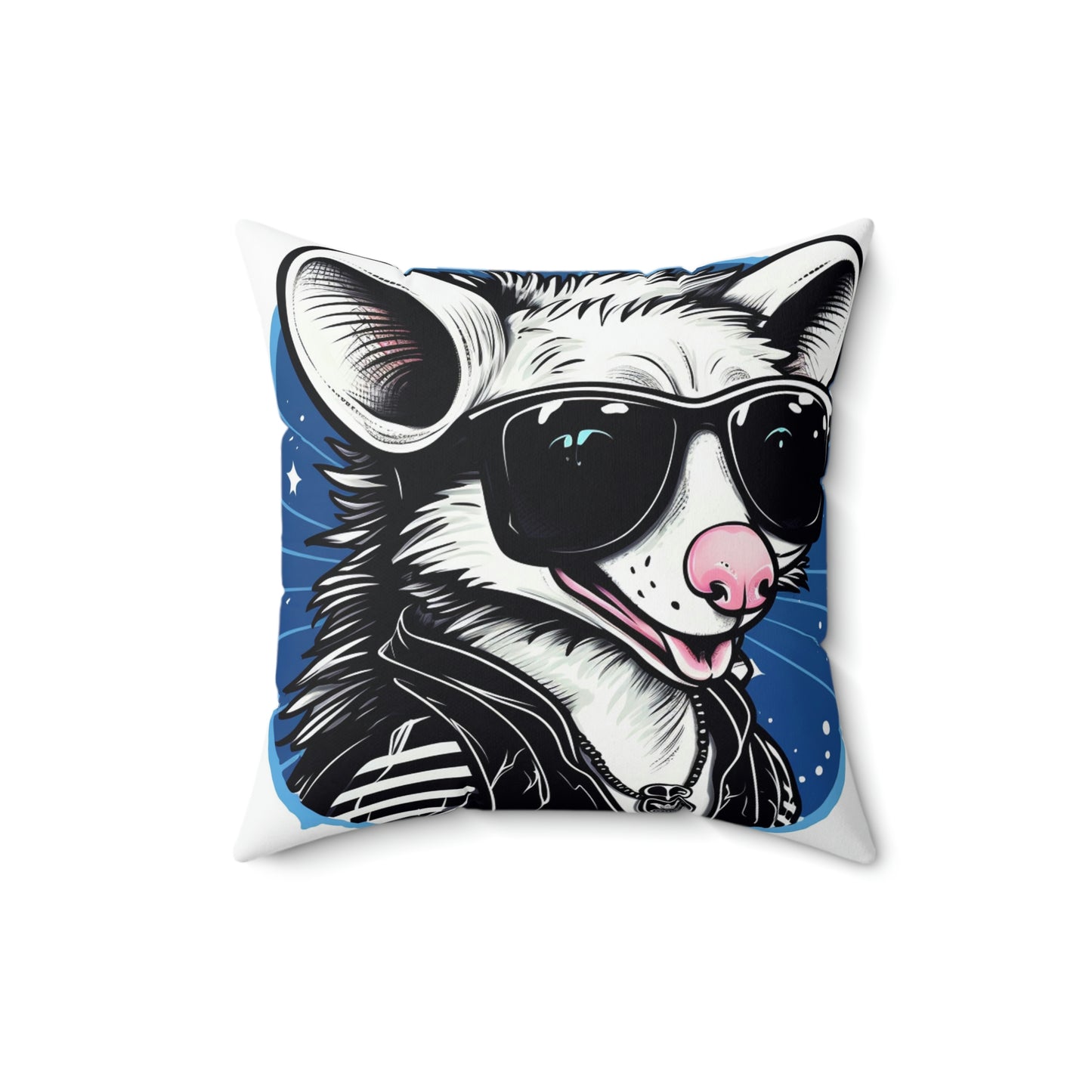 Whimsical Possum Retro Art Spun Polyester Square Pillow