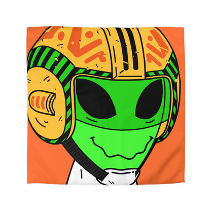 Yellow Space Ship UFO Flying Saucer Helmet Green Smiley Anti Human Visi Microfiber Duvet Cover