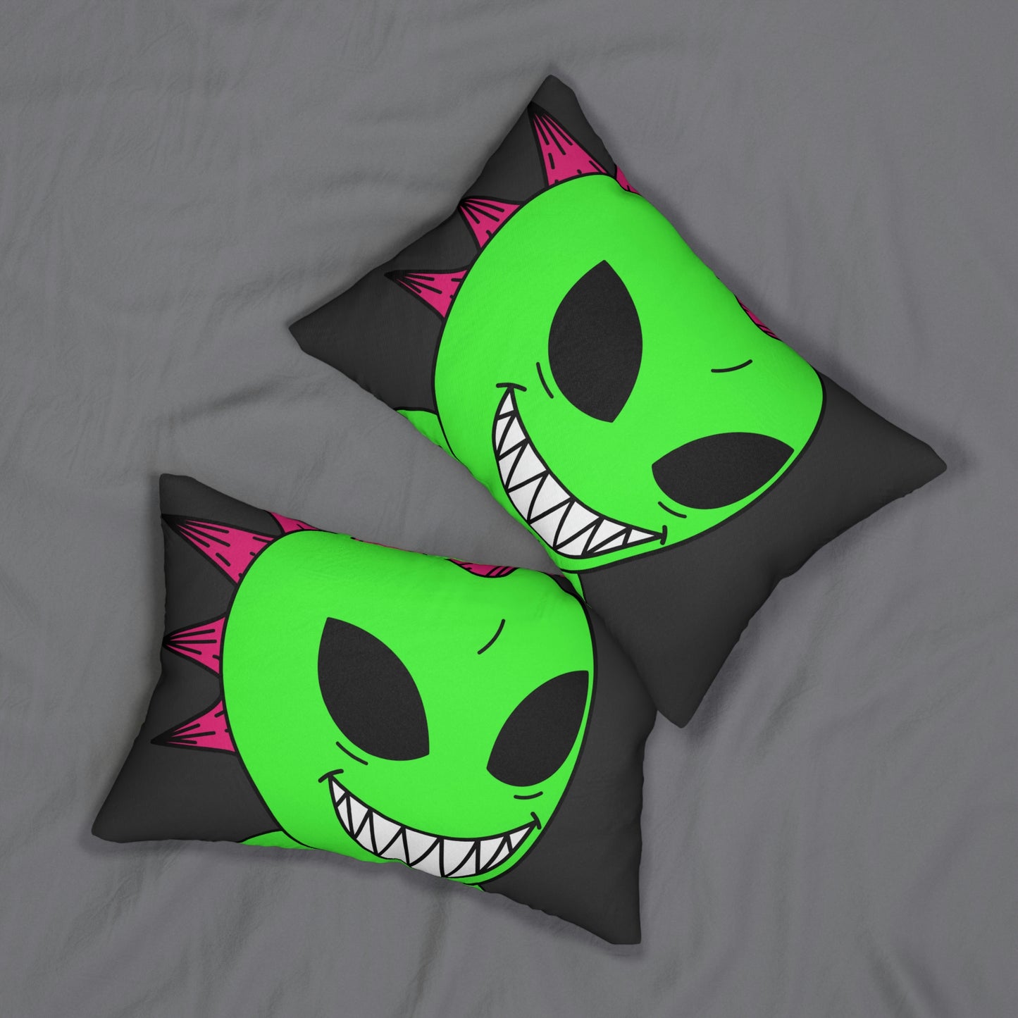 Spiked Pink Hair Muscle Alien Visitor Spun Polyester Lumbar Pillow