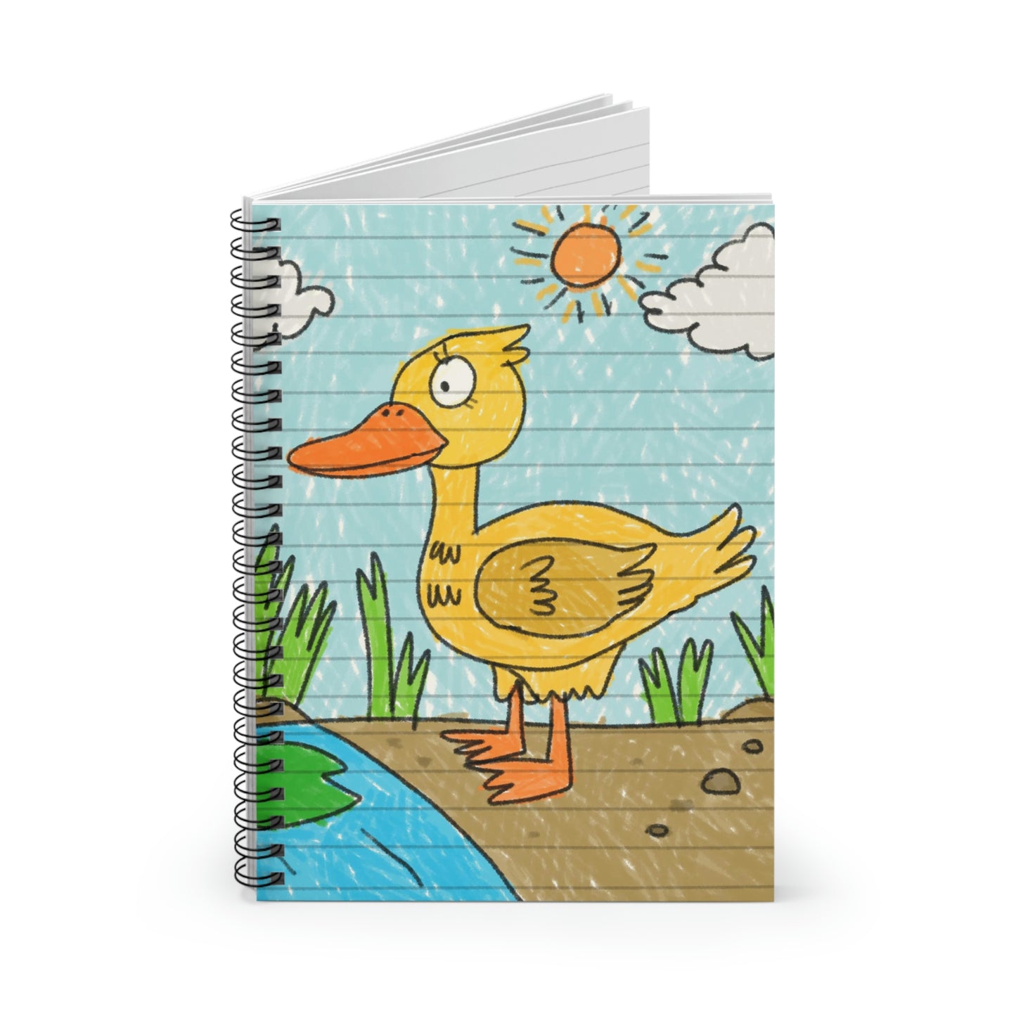 Yellow Duck Bird Pond Spiral Notebook - Ruled Line