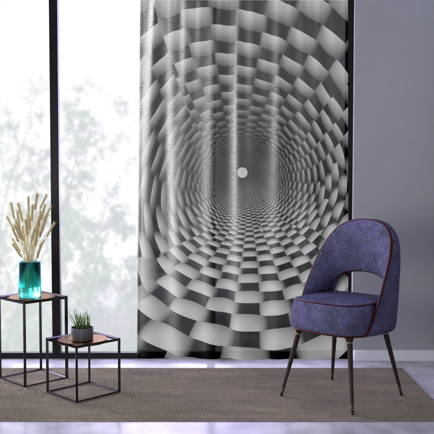 3D Optical Illusion Vortex Bottomless Hole design Window Curtain