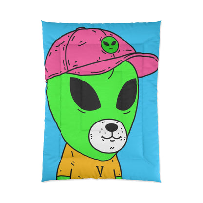 Green Alien Visitor Dog Bear Face Yellow V T Shirts Pink Visi Hat Bed Comforter