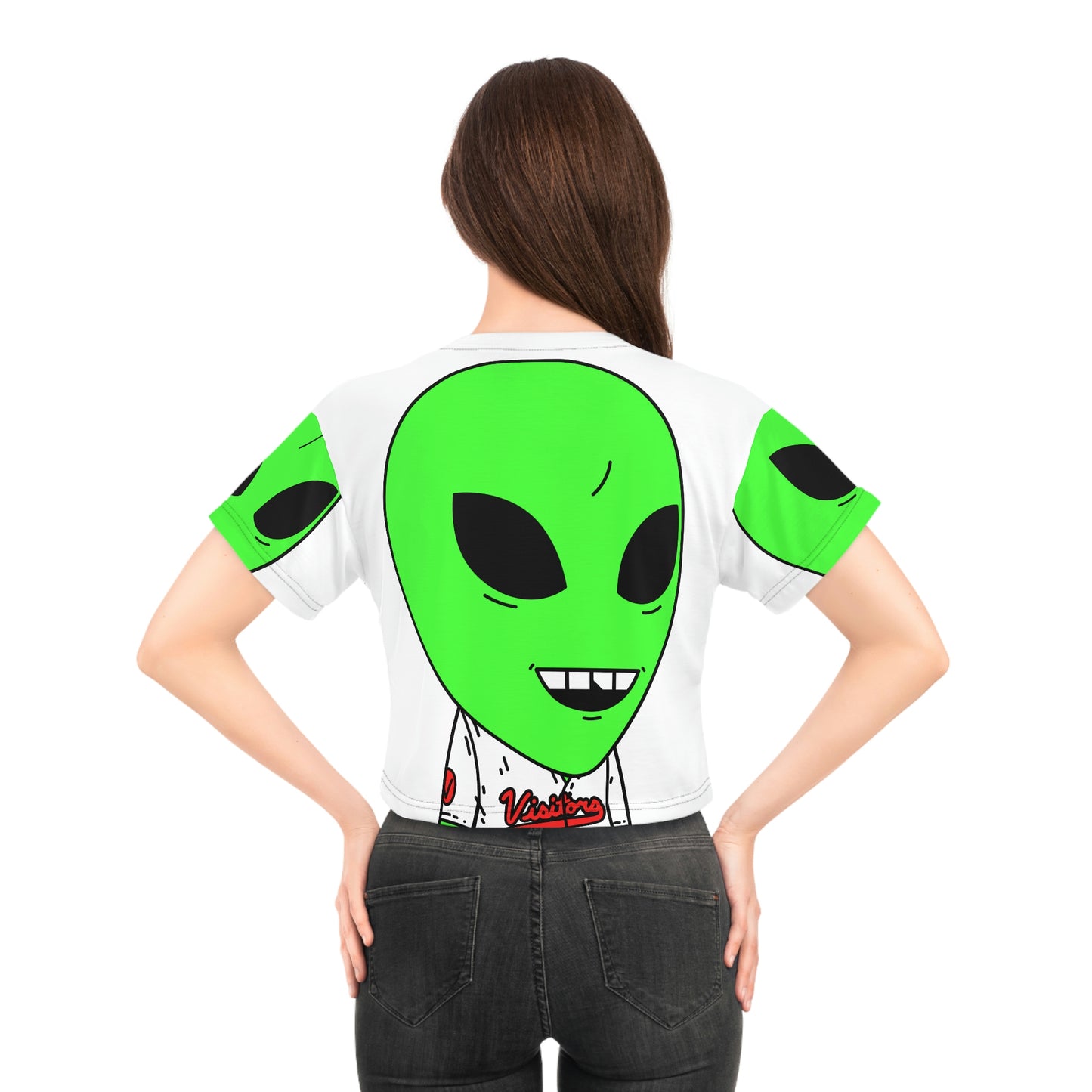 Alien Green Sporty Crop Tee (AOP)