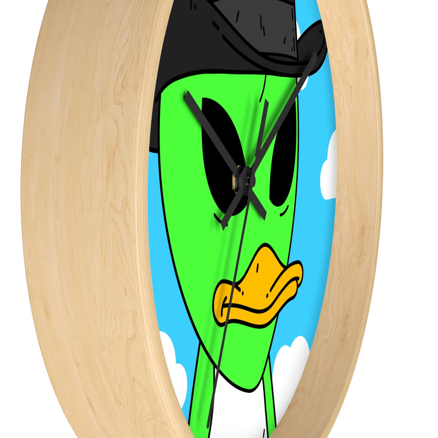 Visitors Green Alien Duck Black Top Hat Wall clock