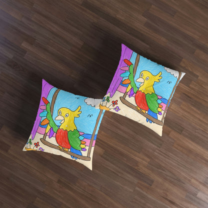 Animal Lover Parrot Perfect Gift for Parrot Owners Tufted Floor Pillow, Square