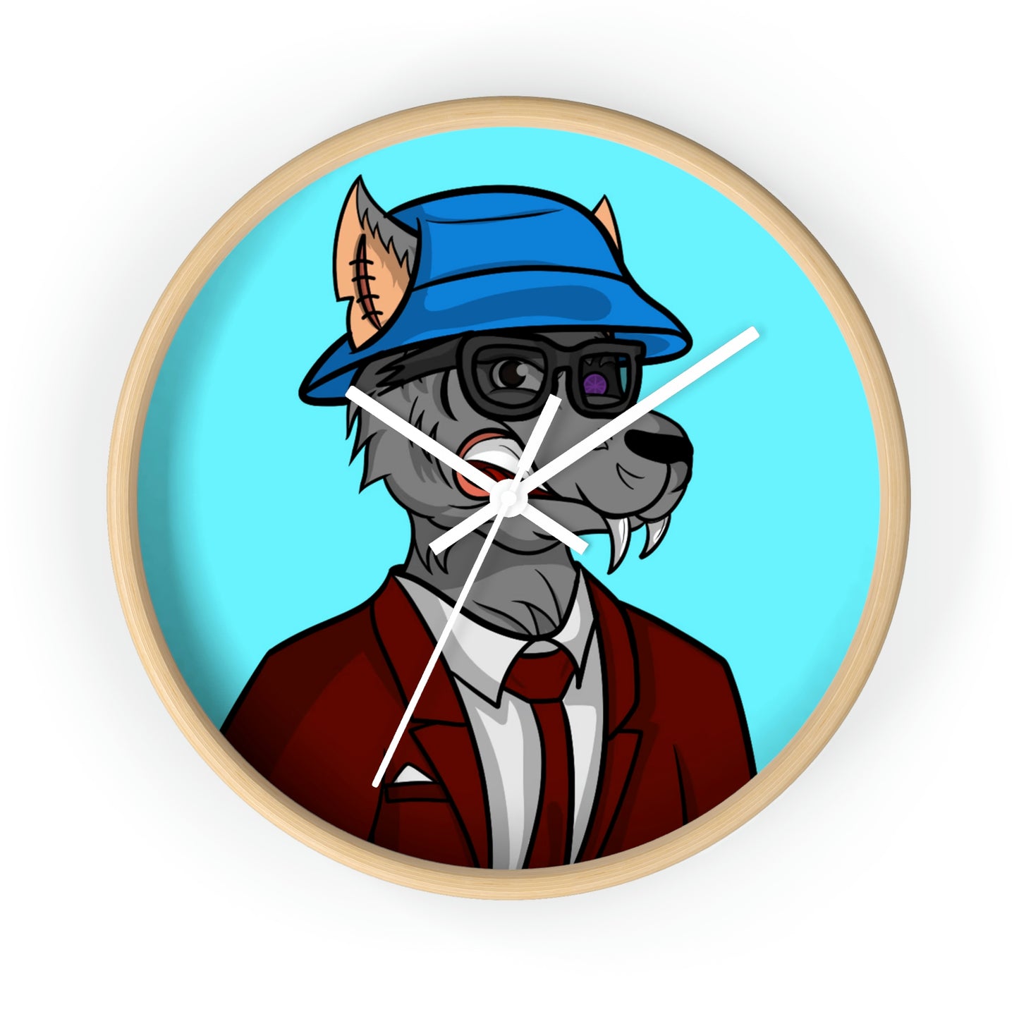 Maroon Business Suit Werewolf Wall clock