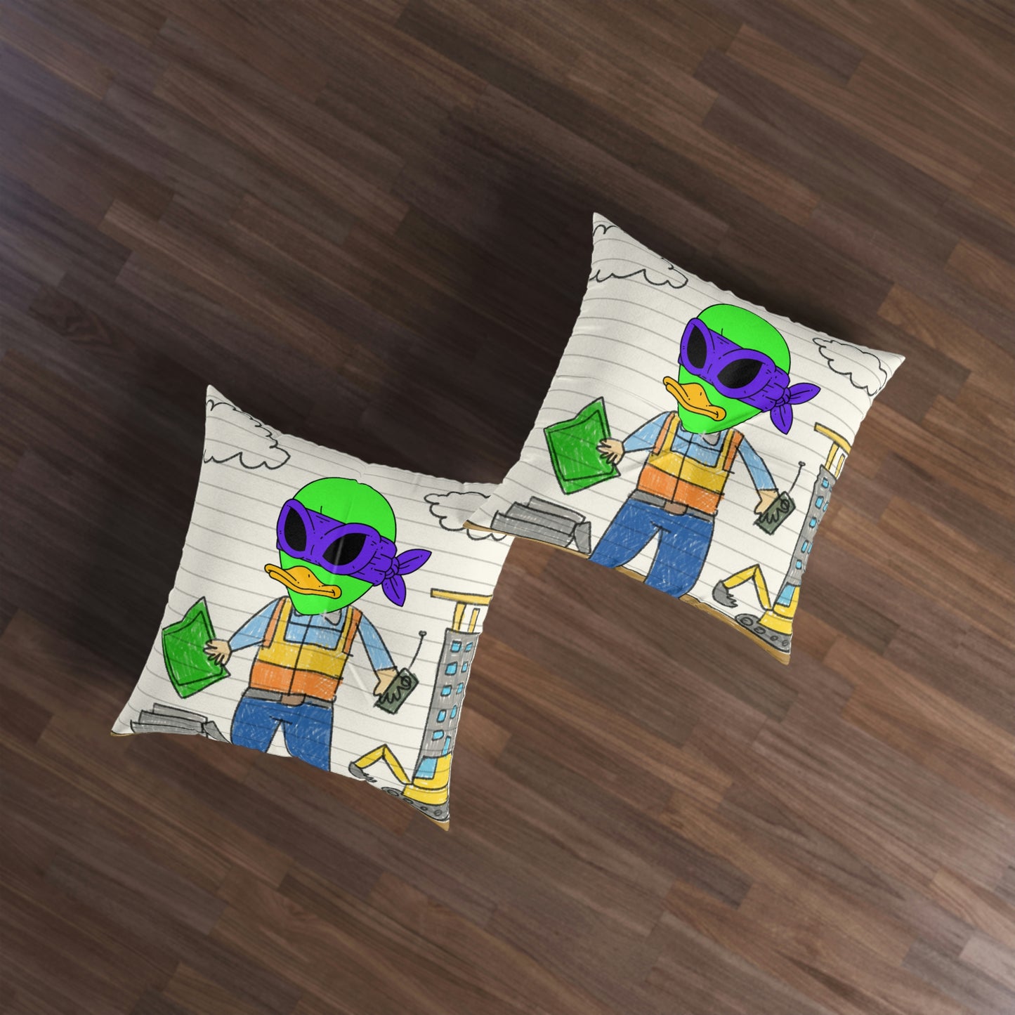 Contractor Building Capital Builder Visitor 751 Alien Tufted Floor Pillow, Square