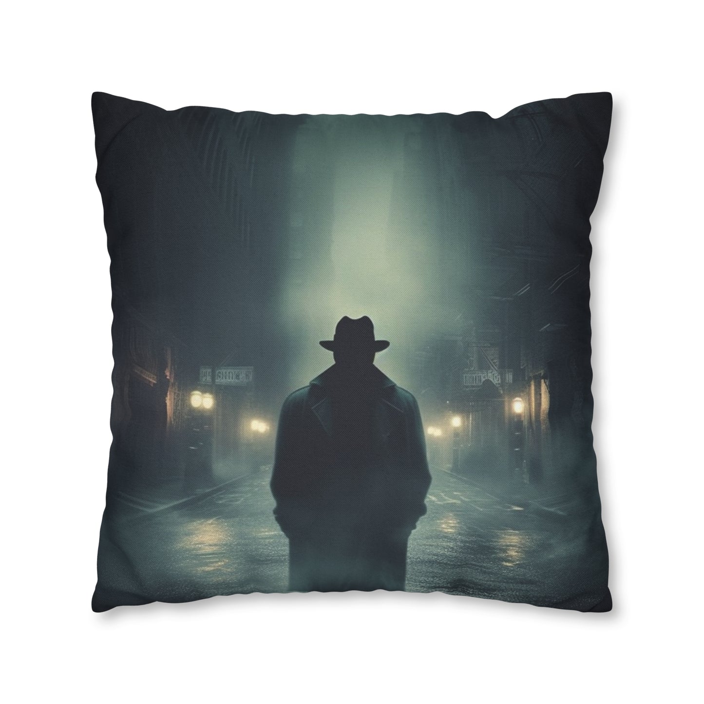 Mystery Detective Alley - Noir Book Cover Artwork Spun Polyester Square Pillow Case