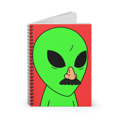 Fake Alien Human Mask Spiral Notebook - Ruled Line