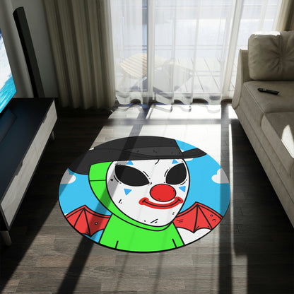Clown Visitor Green Alien w/ Devil Wings Round Rug - Visitor751