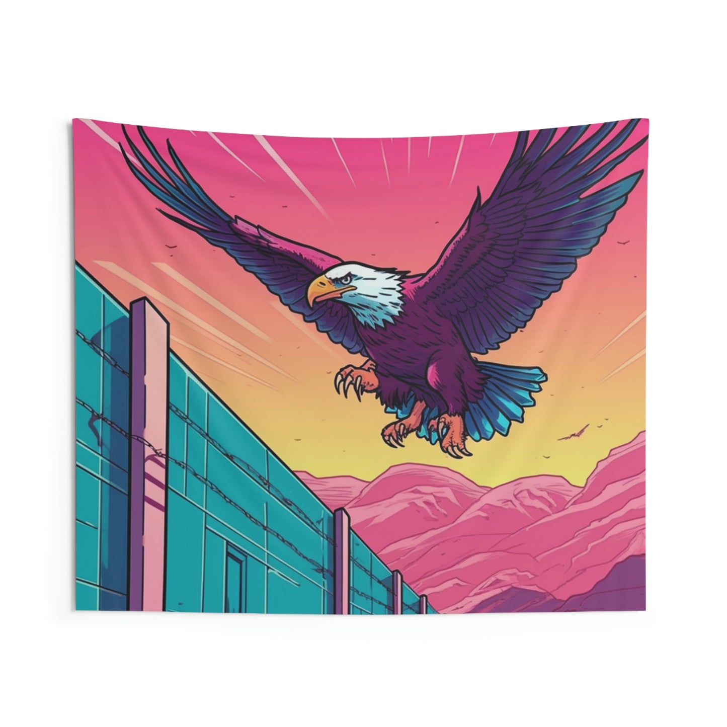 American Bald Eagle Border Build Fly Wall Graphic Indoor Wall Tapestries