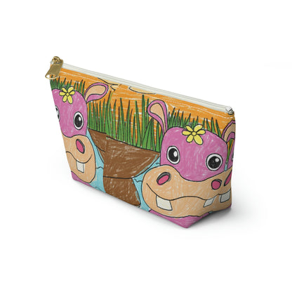 Hippo Hippopotamus Animal Creature Graphic Accessory Pouch w T-bottom