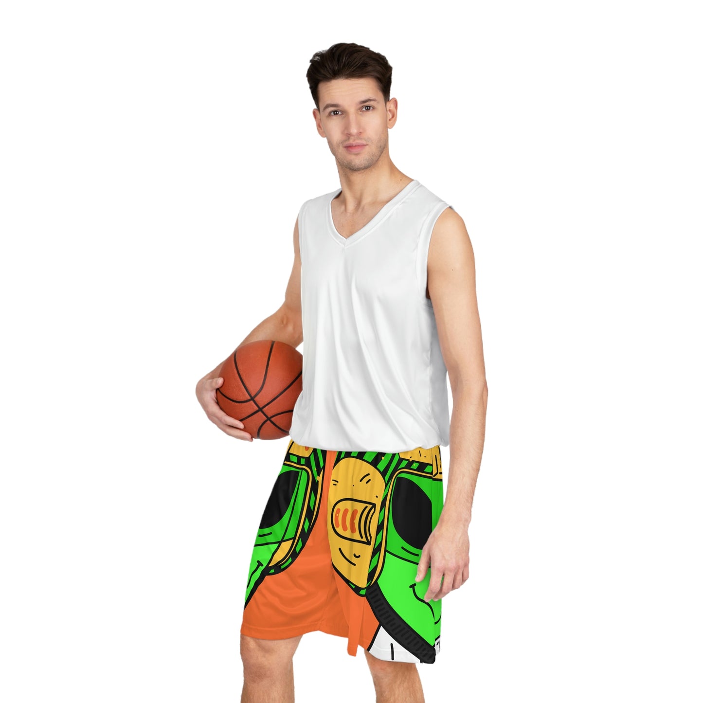 Alien Green Sporty Basketball Shorts (AOP)