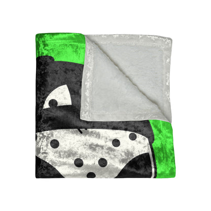 White Hockey Mask Green Alien Visitor Crushed Velvet Blanket