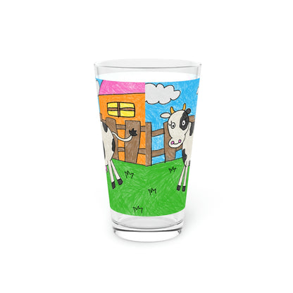 Vaso de pinta con personaje de animales de Cow Moo Farm Barn, 16 oz