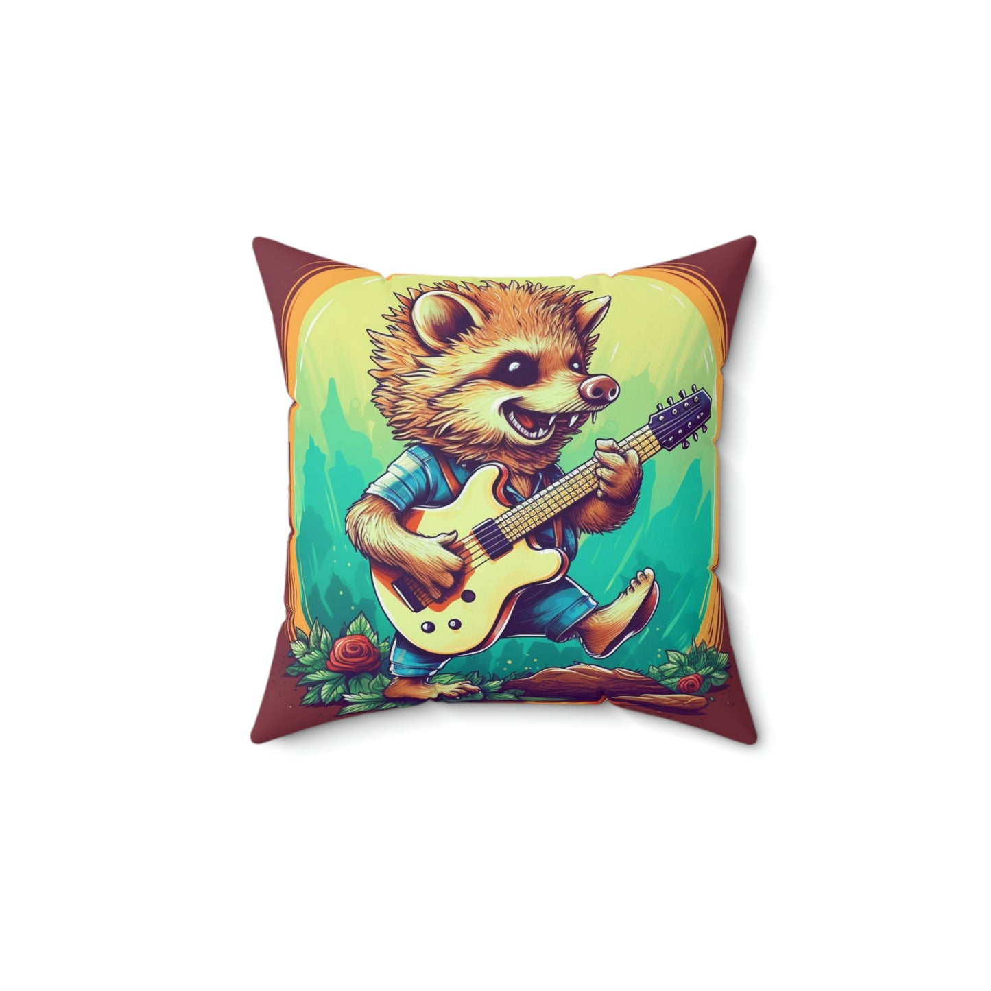 Hedgehog Stylish Culture Band Music Graphic Spun Polyester Square Pillow