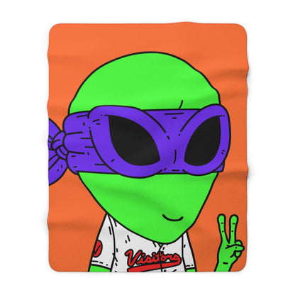 Purple Ninja Peace Visitor Jersey Alien Sherpa Fleece Blanket