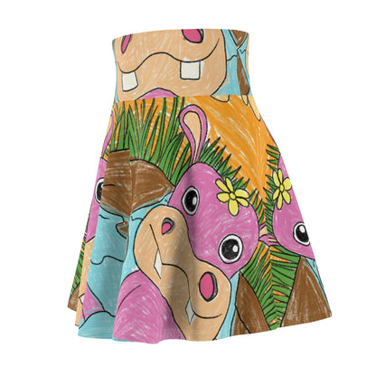 Hippo Hippopotamus Animal Creature Graphic Women's Skater Skirt