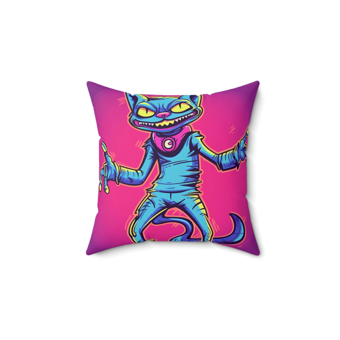 Evil Alien Cat Style Spun Polyester Square Pillow