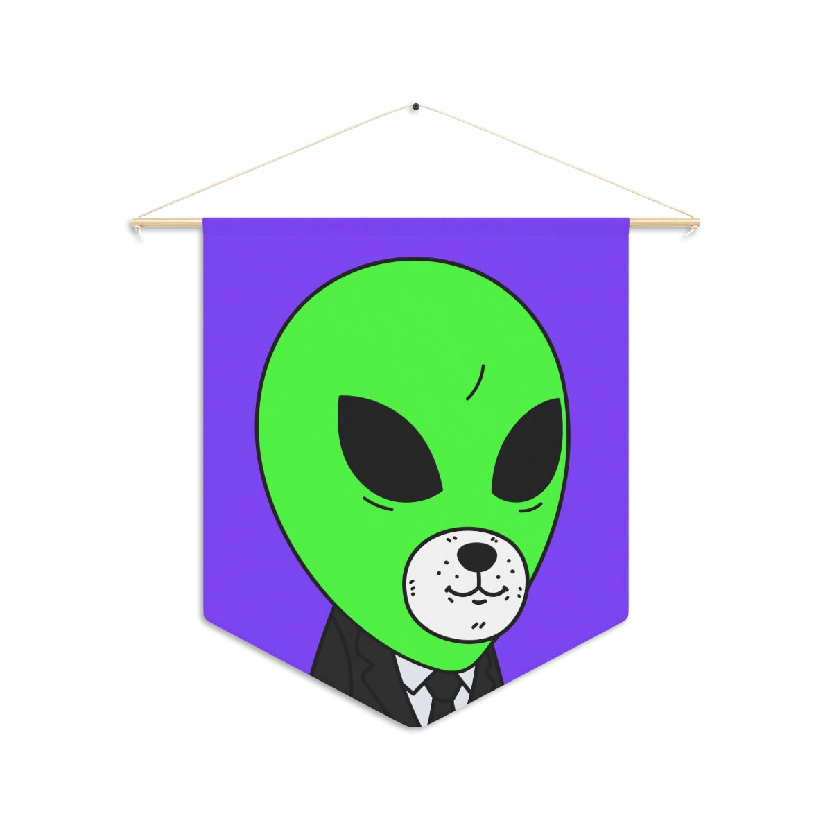 Green Alien Business Suit Dog Face Visitor Pennant