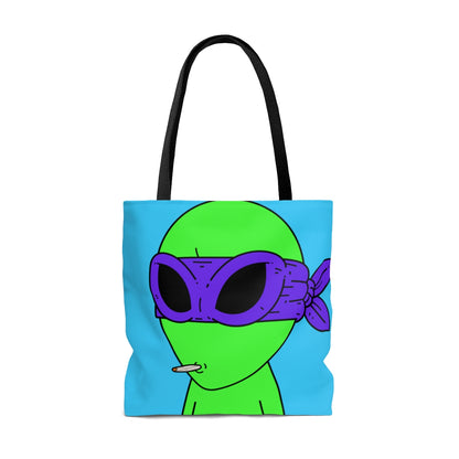 White Whistle Mouth Green Visitor Purple Ninja Mask Alien AOP Tote Bag