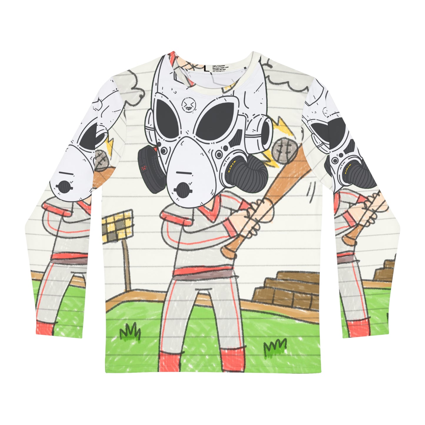 Baseball Robot Space Alien LOL Visitor Ball Game Sport Men's Long Sleeve AOP Shirt