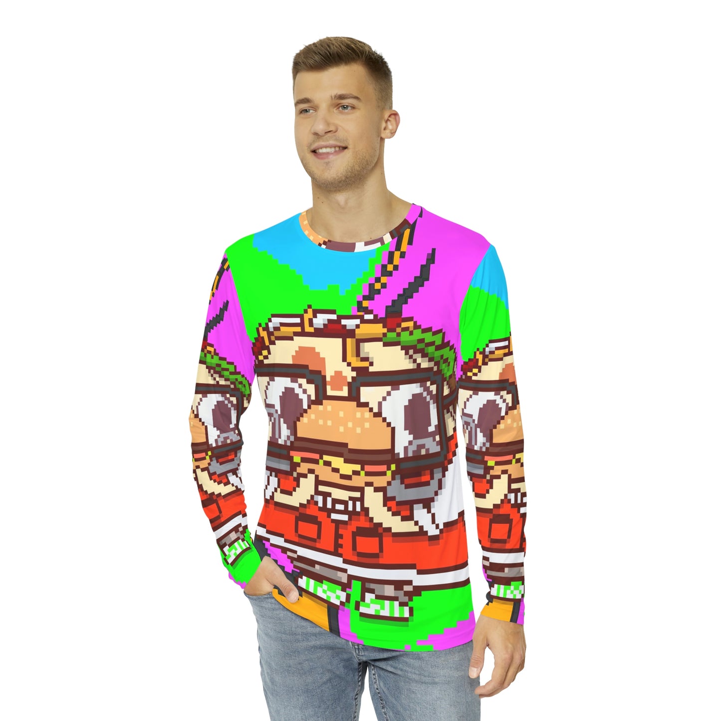 Burger Cooked Hungry Taco Men's Long Sleeve AOP Shirt