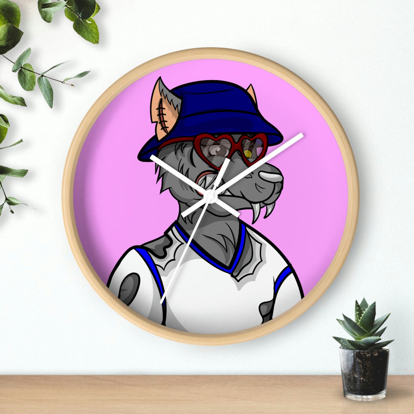 Valentine Wolf Heart Love Wall clock