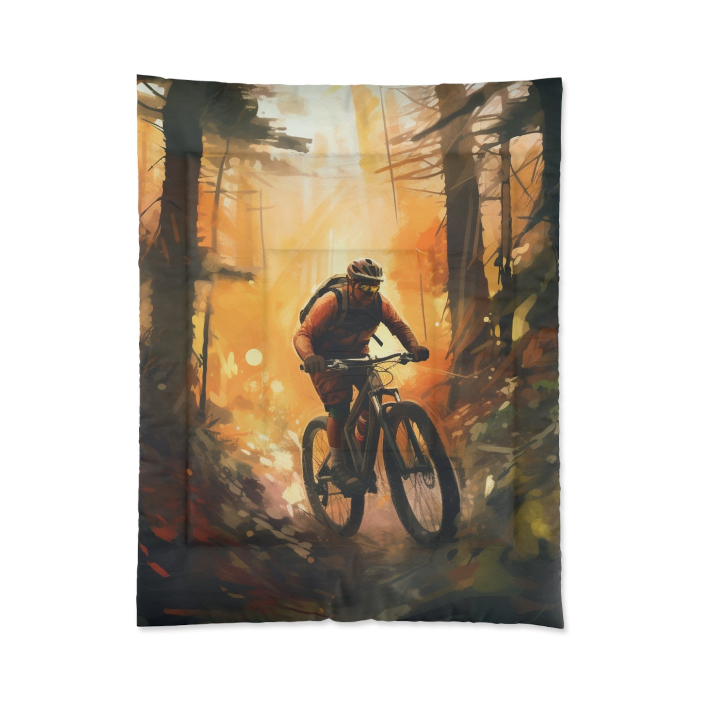 Mountain Bike Adventure - Forest Trail Graphic Comforter