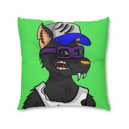 Trucker Wolf Cyborg Tufted Floor Pillow, Square