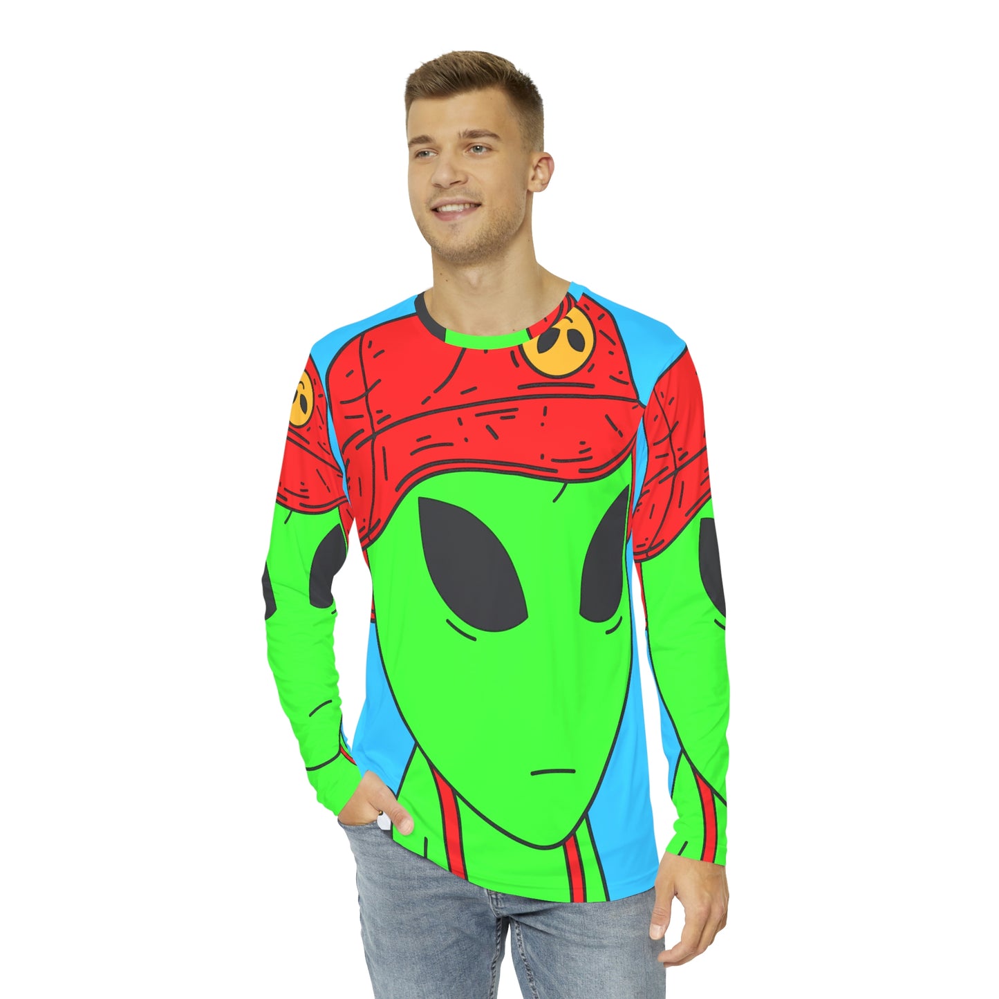 Penguin Cute Cartoon Alien Animal Men's Long Sleeve AOP Shirt