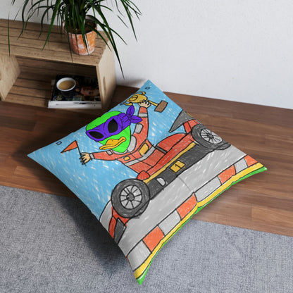 Race car Driver Win Visitor 751 Tufted Floor Pillow, Square