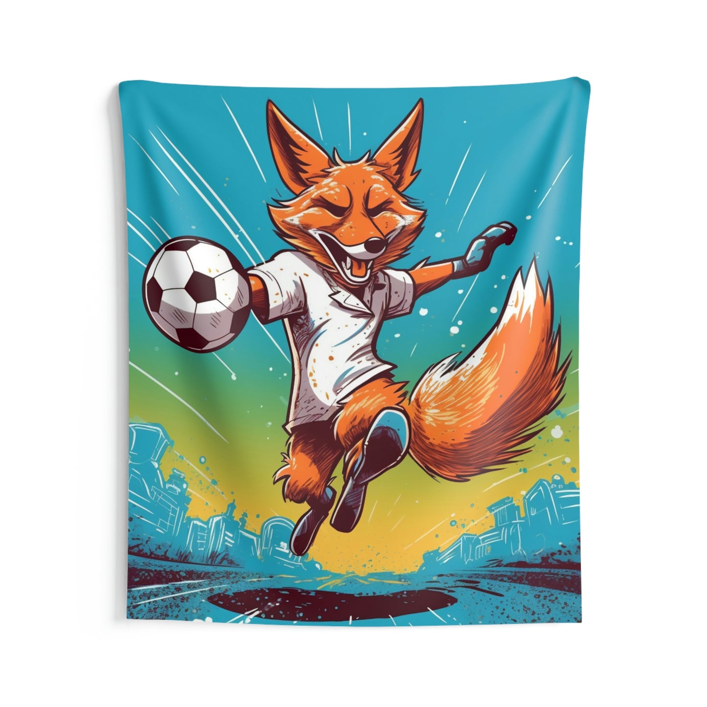 Fox Soccer Athletic Sport Anime Graphic Indoor Wall Tapestries