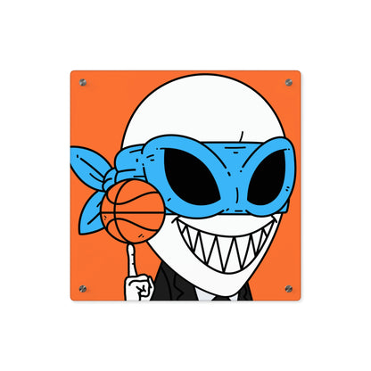 Alien BBall Sport Ninja Mask Orange Basketball Acrylic Wall Art Panels