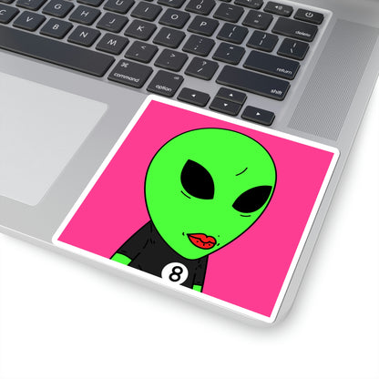 8 Ball Green Alien Lipstick Visitor Pool Player Game Kiss-Cut Stickers