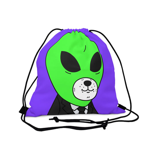 Green Alien Business Suit Dog Face Visitor Outdoor Drawstring Bag