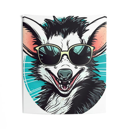 Joyful Opossum Retro Animation Indoor Wall Tapestries