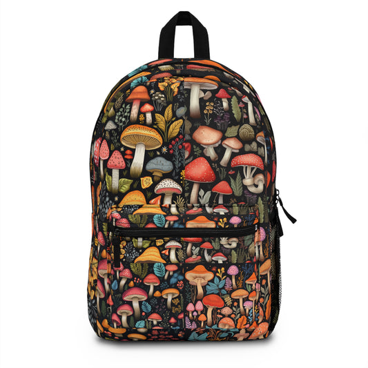 Fairy-Tale Fungi: Whimsical Assorted Mushroom Pattern Design Backpack