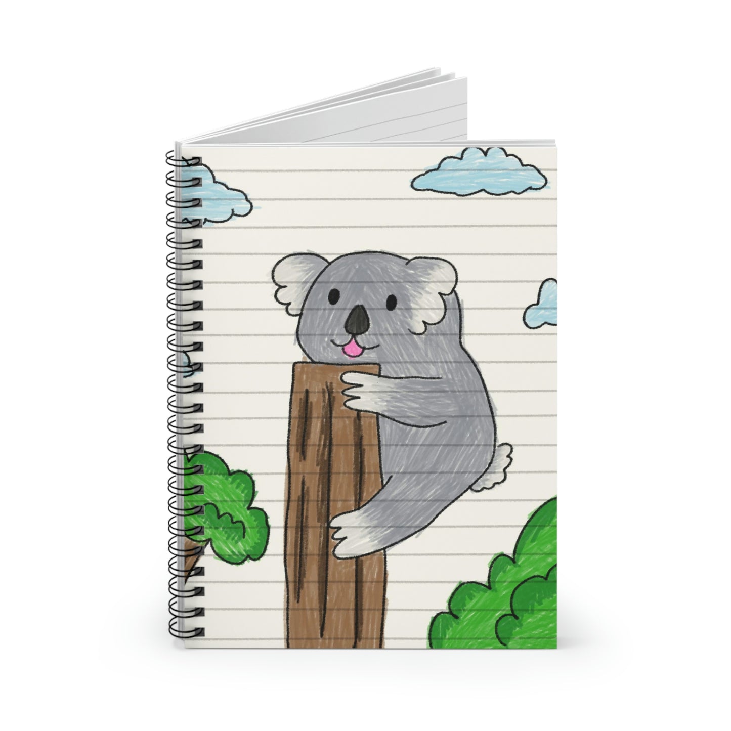 Cuaderno de espiral escalador de árboles animal oso koala - Línea reglada