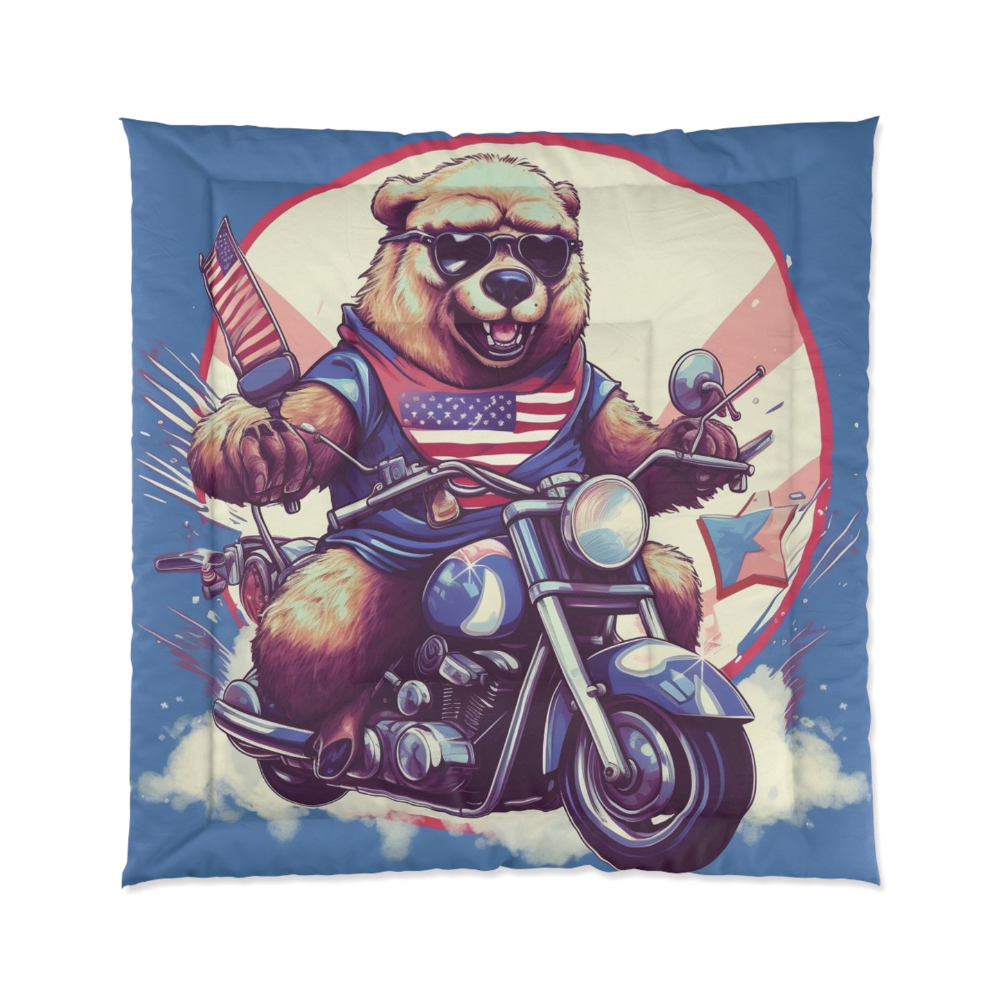 Roaring American Pride: Patriotic Bear 独立記念日 オートバイ アドベンチャー 掛け布団