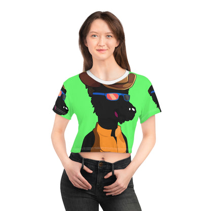 Cowgirl Wolf Cyborg Wolve AOP Crop Tee