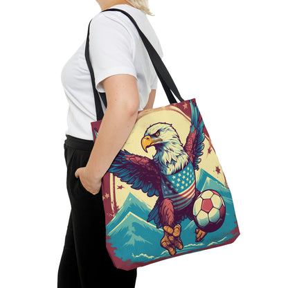 American Bald Eagle Soccer Athletic Team USA Graphic Tote Bag (AOP)