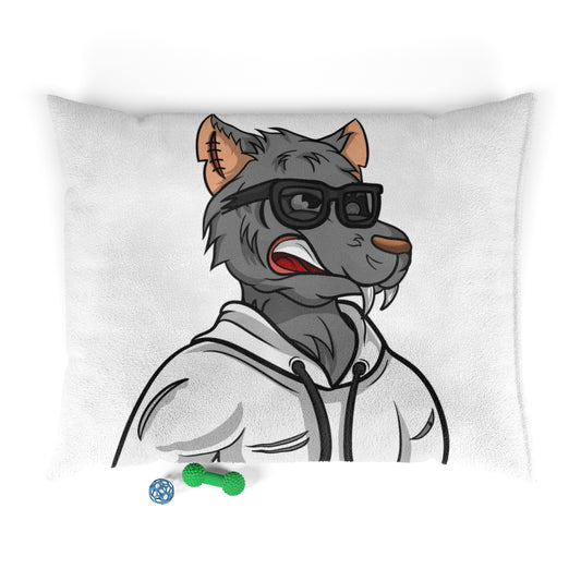 Cyborg Wolf Black Shades Sudadera blanca con capucha Cama para mascotas